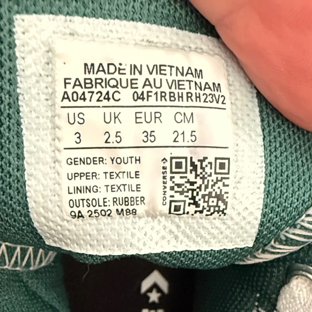 Converse High Top Sneakers — Green Canvas with White Accents